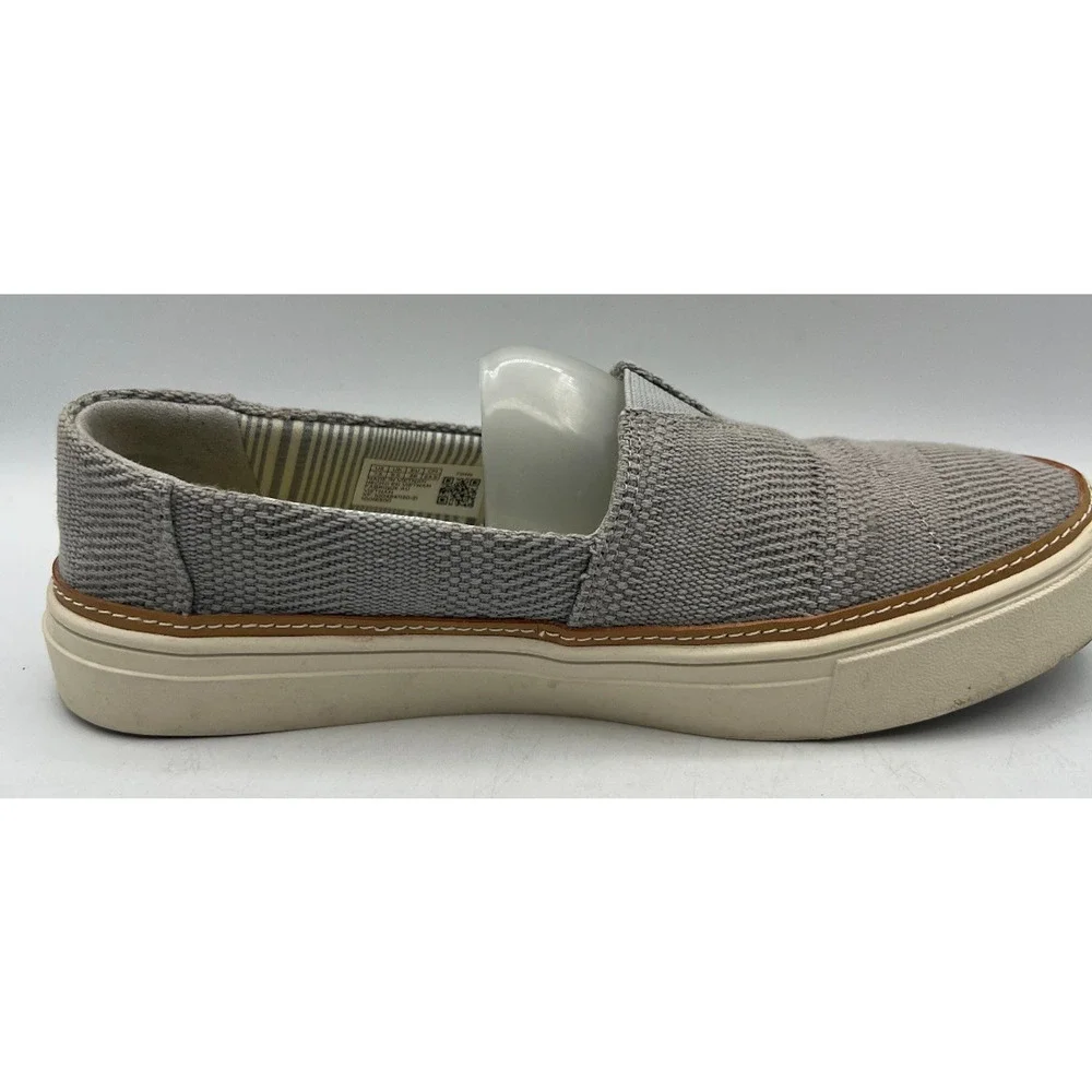TOMS Womens 7.5 Gray Canvas Slip On Casual Comfort Shoes Lightweight Flats